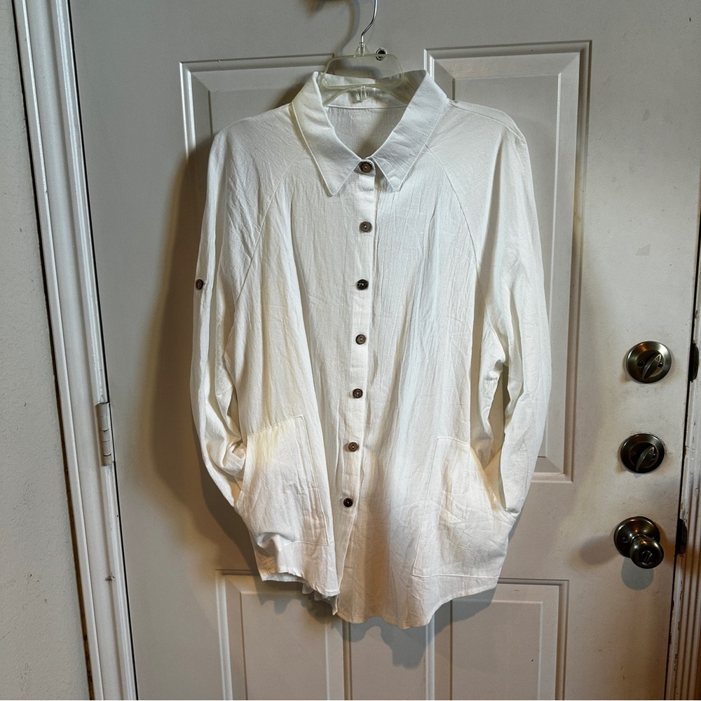 White Oversized Button Down Top | NWOT
